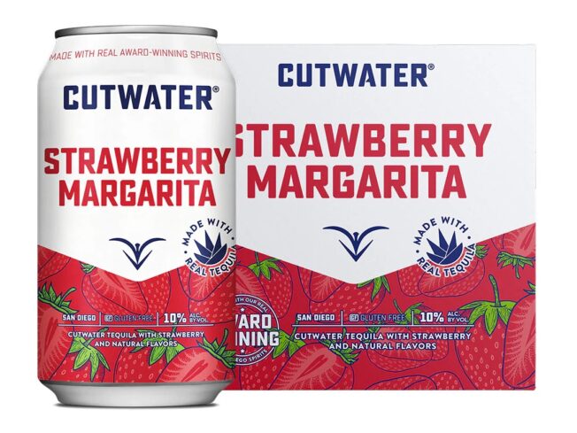 Cutwater Tequila Strawberry Margarita 4 Pack 12 OZ Cans