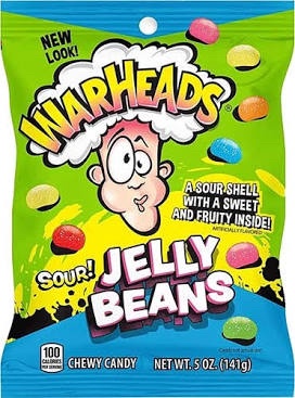 Warheads Jelly Beans Chewy Candy 5 oz