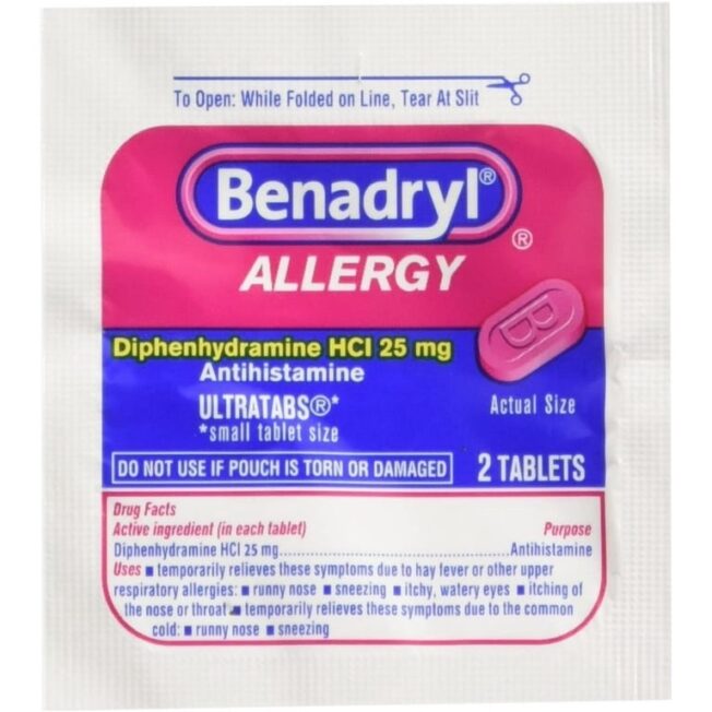 Benadryl Allergy Diphenhydramine Hci 25 Mg (2 Tablets)