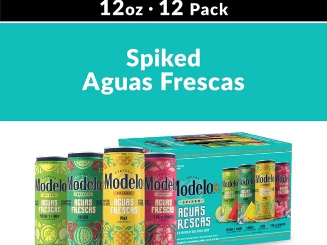 Modelo Spiked Aguas Frescas Variety Pack Flavored Malt Beverage, 12 Pack 12 fl oz Cans, 4.5% ABV