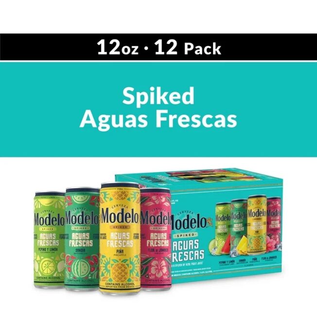 Modelo Spiked Aguas Frescas Variety Pack Flavored Malt Beverage, 12 Pack 12 fl oz Cans, 4.5% ABV