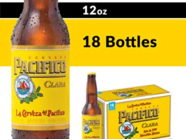 Pacifico Mexican Lager Beer bottles - 18 X 12 Fluid Ounces