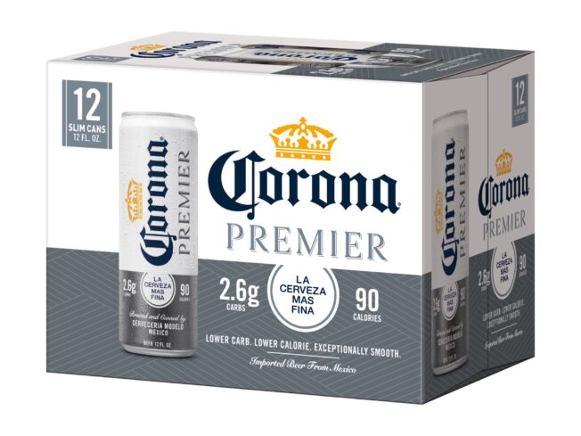 Corona Premier Mexican Lager Light Import Beer, 12 Pack 12 fl. oz. Slim Cans, 4.0% ABV