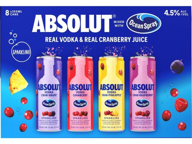 Absolut Vodka Cranberry Variety Pack 8Pack 355ML