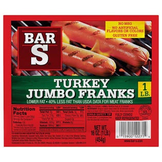 Bars Turkey Jumbo Franks 16 oz 1LB