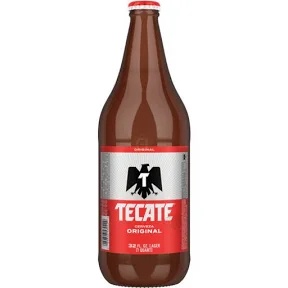Tecate original beer 32 oz glass bottle